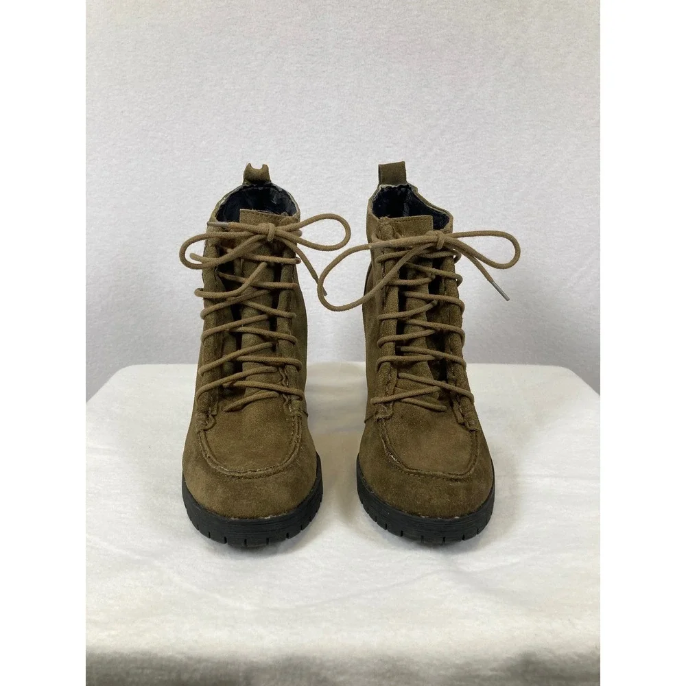 Boho Utility Circus by Sam Edelman Women 6.5M‎ Olive Green Denver Suede Booties